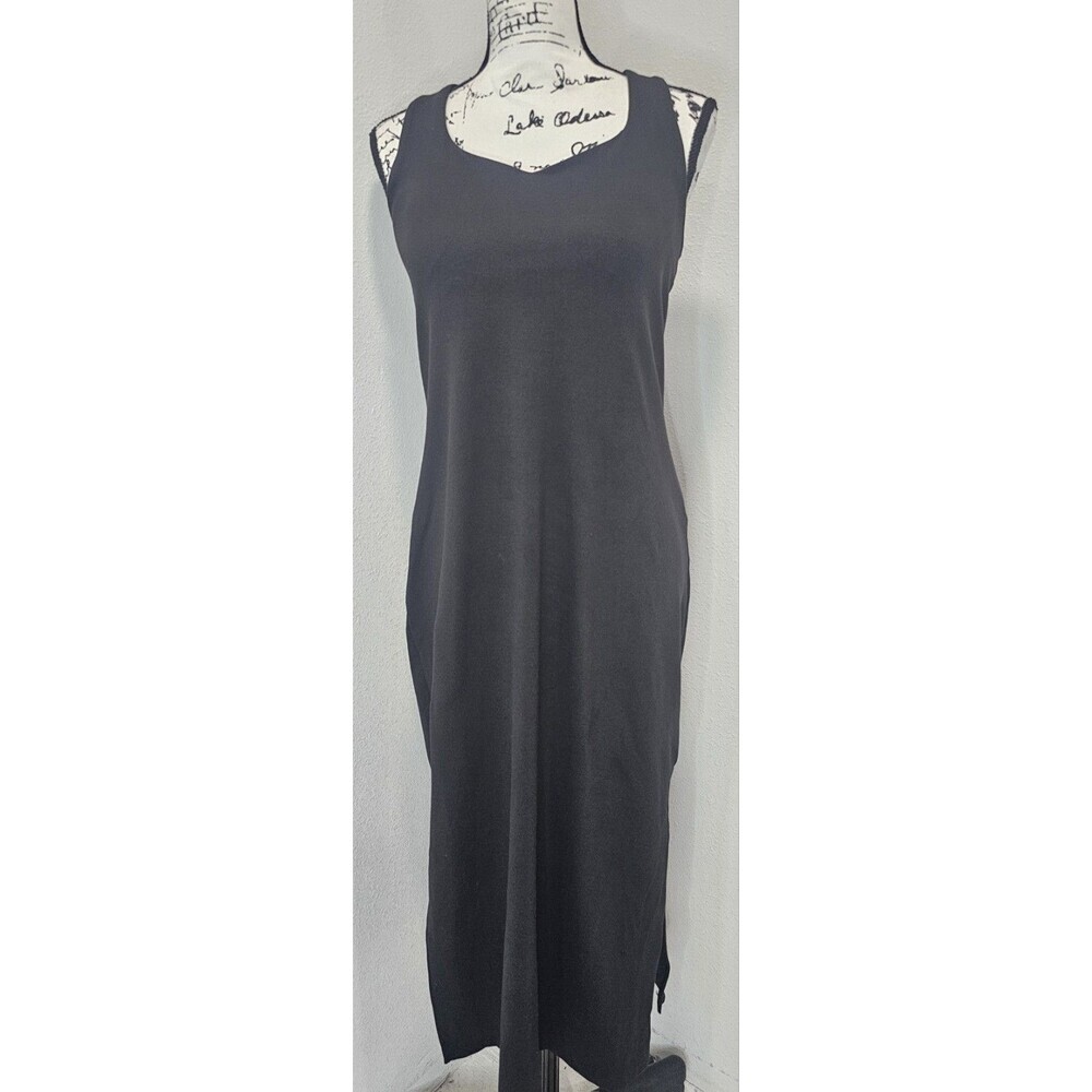 Vuori Halo Racerback Essential Tank Midi Dress Women’s L Black Built In Bra - Picture 3 of 14